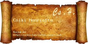 Csiki Henrietta névjegykártya